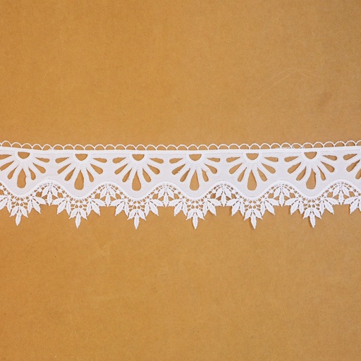 [T6069 WHITE] One Side Border Cotton Lace