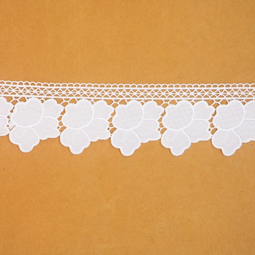 [T6059 WHITE] One Side Border Cotton Lace