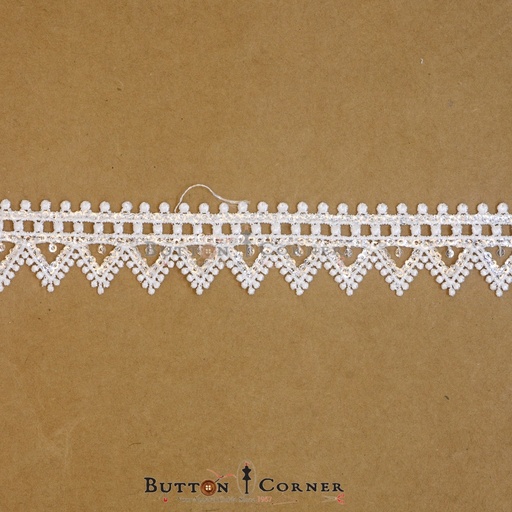 [15488-2 WHITE] Shuttle Sequence Lace