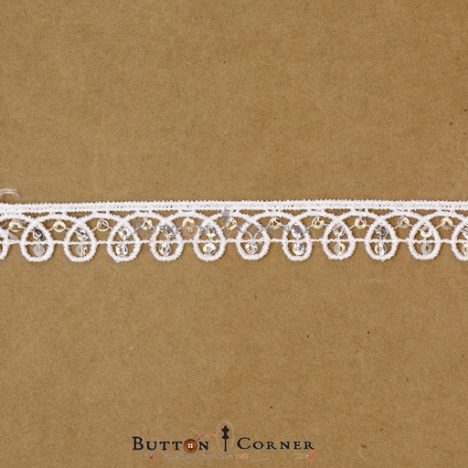 [18641-1 WHITE] Shuttle Sequence Lace