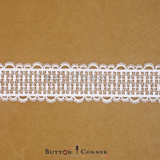 [86105-4 WHITE] Double Side Border Shuttle Lace