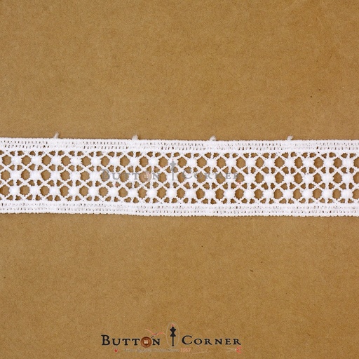 [80060-2 WHITE] Double Side Border Shuttle Lace