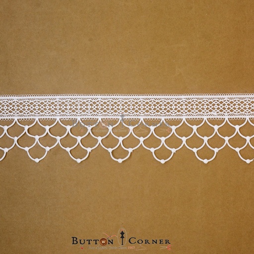 [85990-8 WHITE] One Side Border Shuttle Lace