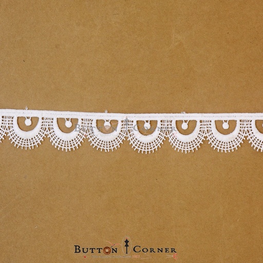 [19233-2 WHITE] One Side Border Shuttle Lace