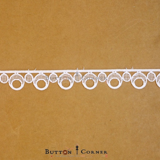 [19234-2 WHITE] One Side Border Shuttle Lace