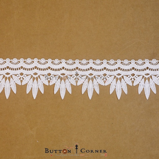 [19317-5 WHITE] One Side Border Shuttle Lace