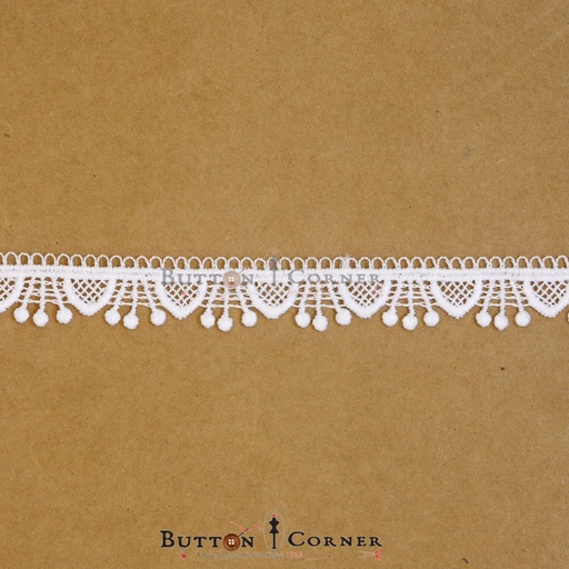 [83750-1 WHITE] One Side Border Shuttle Lace