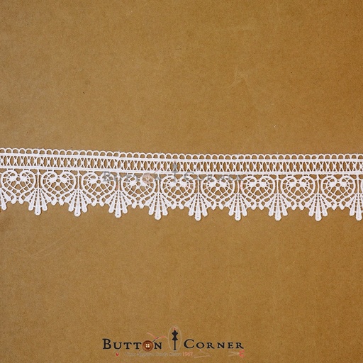 [85184-4 WHITE] One Side Border Shuttle Lace