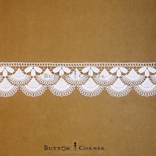 [17759-6 WHITE] One Side Border Shuttle Lace