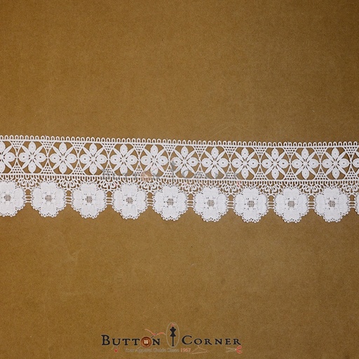[17340-6 WHITE] One Side Border Shuttle Lace