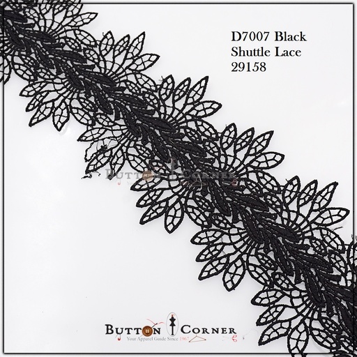 [D7007 BLACK] Double Side Border Shuttle Lace