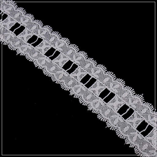 [D7445 WHITE] Double Side Border Shuttle Lace