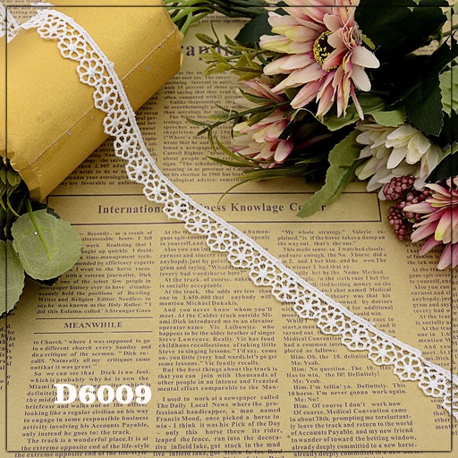 [D6009-WHITE] Shuttle One Side Border Lace