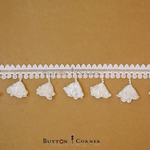 [AL1116 WHITE] Pearl & Crystal Shuttle Hanging Lace