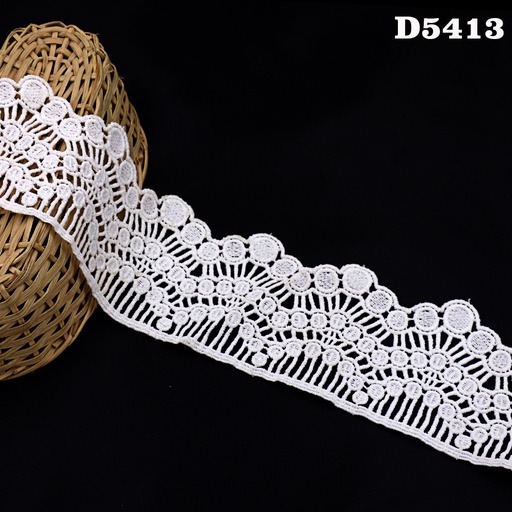 [D5413-WHITE] Shuttle One Side Border Lace