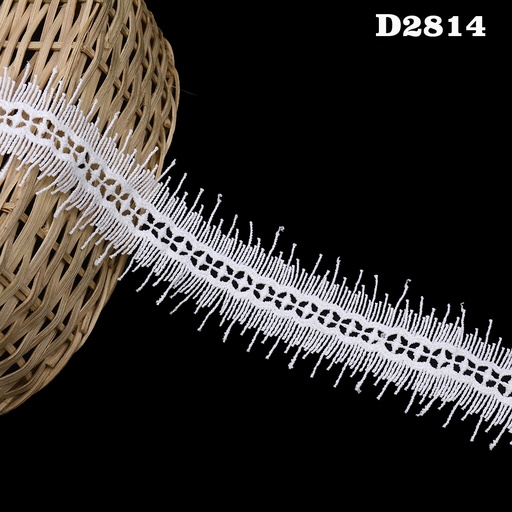 [D2814 WHITE] Double Side Border Shuttle Lace