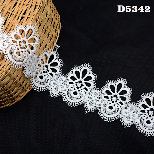 [D5342-WHITE] Shuttle One Side Border Lace