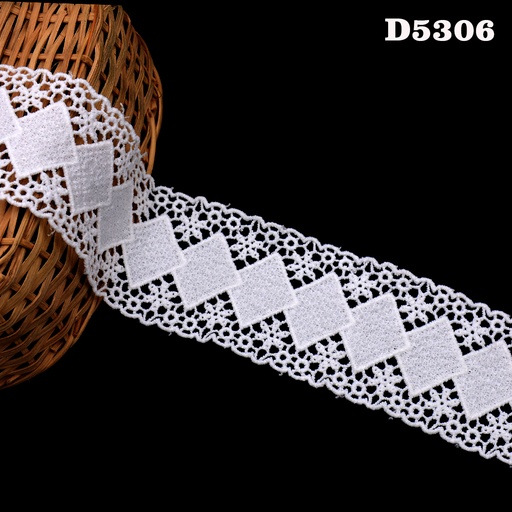 [D5306 WHITE] Shuttle Double Side Border Lace