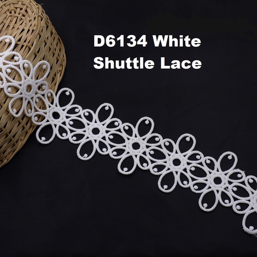 [D6134-WHITE] Shuttle Double Side Border Lace