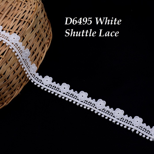 [D6495-WHITE] Shuttle One Side Border Lace