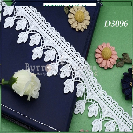 [D3096-WHITE] Shuttle One Side Border Lace