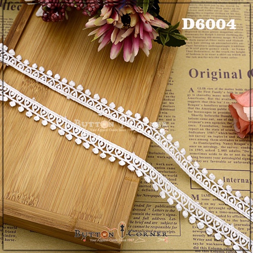 [D6004-White] Shuttle One Side Border Lace