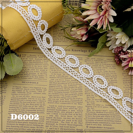 [D6002-WHITE] Shuttle One Side Border Lace