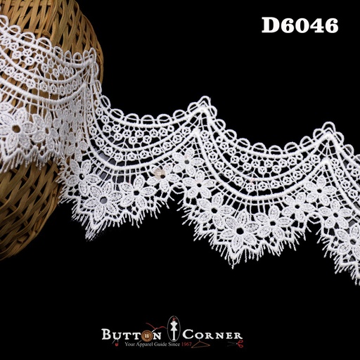 [D6046-WHITE] Shuttle One Side Border Lace