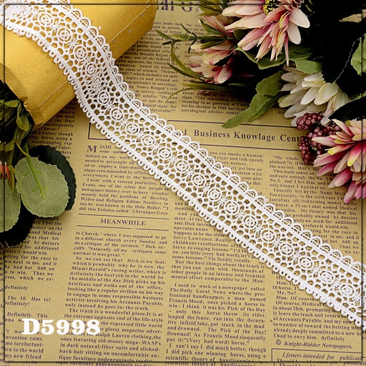 [D5998-WHITE] Shuttle One Side Border Lace