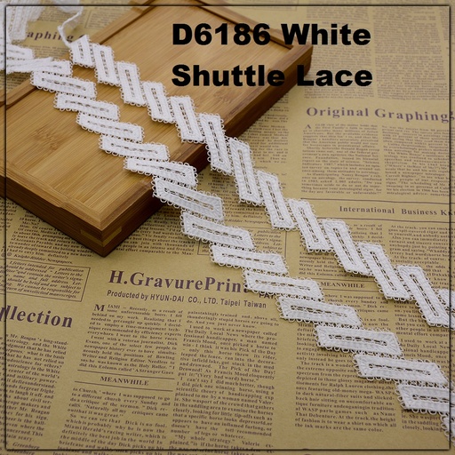 [D6186 WHITE] Shuttle Double Side Border Lace