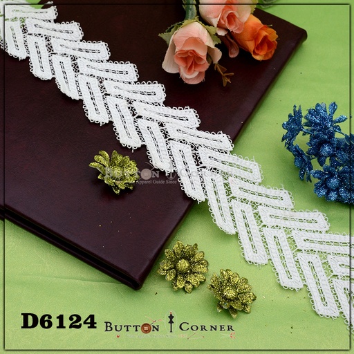 [D6124-WHITE] Shuttle Double Side Border Lace