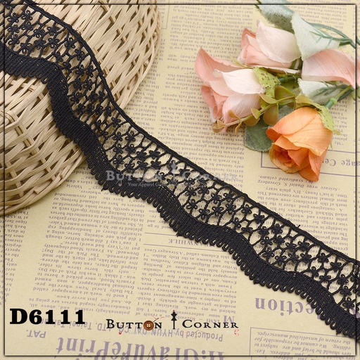 [D6111 BLACK] One Side Border Shuttle Lace
