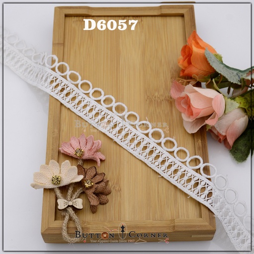 [D6057-WHITE] Shuttle One Side Border Lace