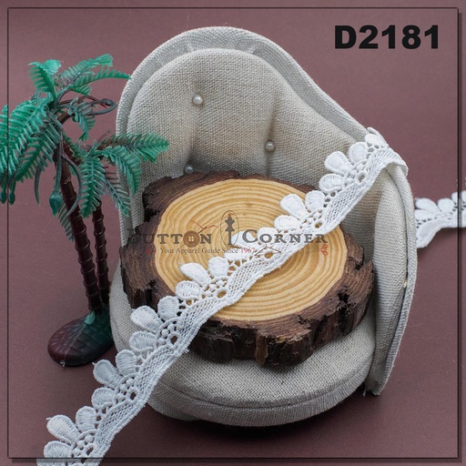 [D2181-WHITE] Shuttle One Side Border Lace