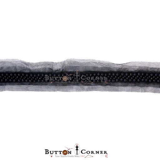 [MYB827 BLACK] Fancy Pearl Net Lace