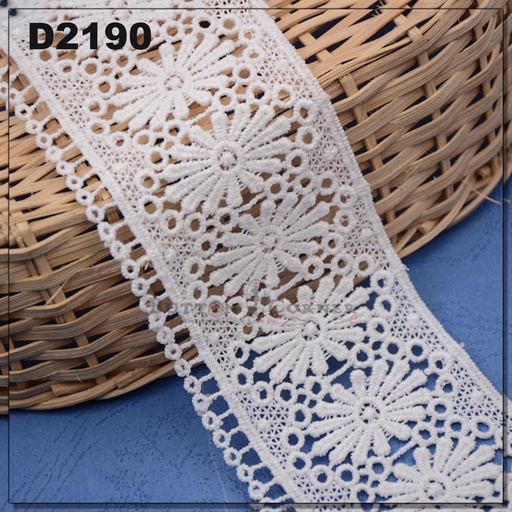[D2190-WHITE] Shuttle One Side Border Lace