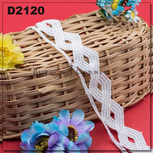 [D2120-WHITE] Shuttle One Side Border Lace