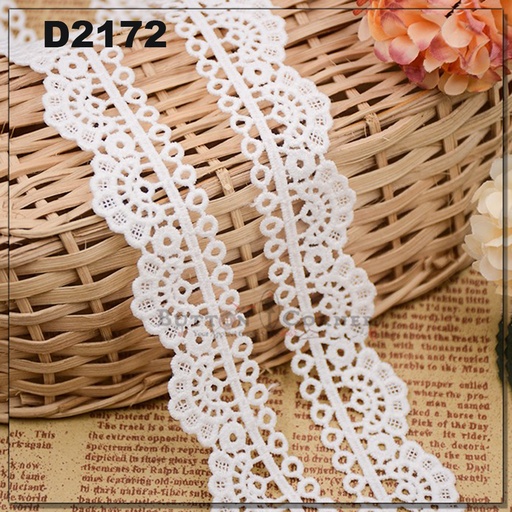 [D2172-WHITE] Shuttle One Side Border Lace
