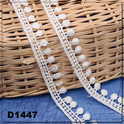 [D1447-WHITE] Shuttle One Side Border Lace