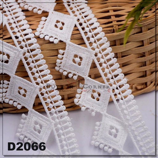 [D2066-WHITE] Shuttle One Side Border Lace