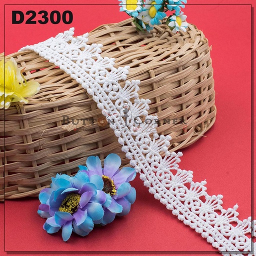 [D2300-WHITE] Shuttle One Side Border Lace