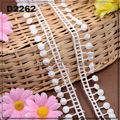 [D2262-WHITE] Shuttle One Side Border Lace