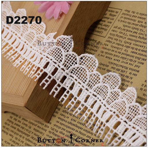 [D2270-WHITE] Shuttle One Side Border Lace