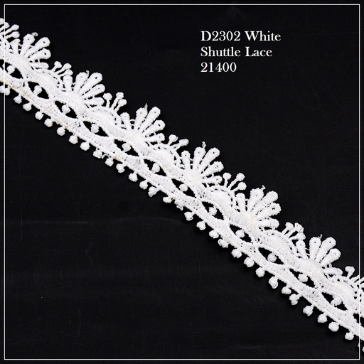 [D2302-WHITE] Shuttle One Side Border Lace