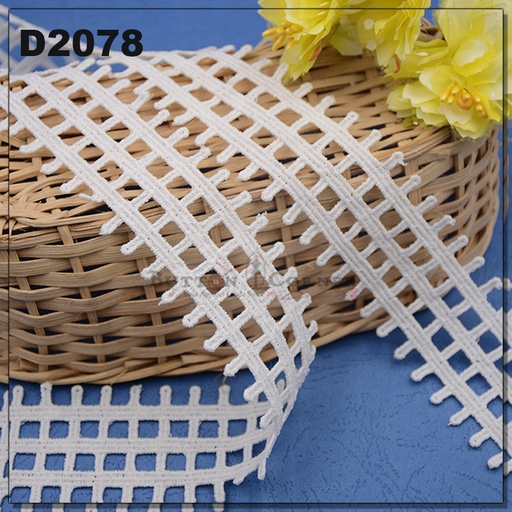 [D2078-WHITE] Shuttle Double Side Border Lace