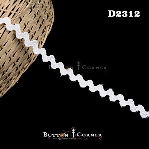 [D2312 WHITE] Zigzag Shuttle Lace