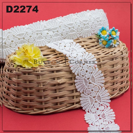 [D2274 WHITE] Shuttle Double Side Border Lace