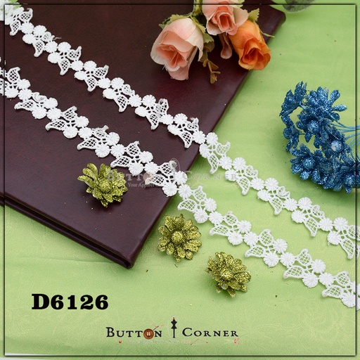 [D6126-WHITE] Shuttle Double Side Border Lace