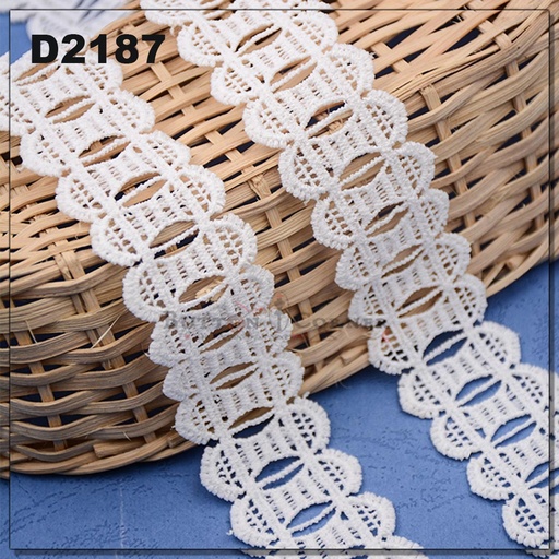 [D2187-WHITE] Shuttle Double Side Border Lace