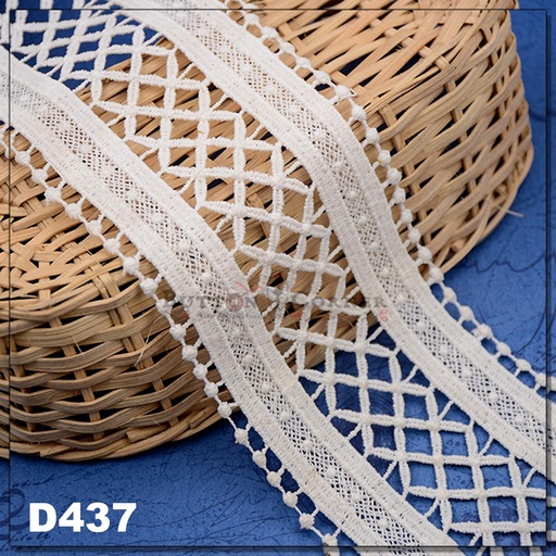 [D437-WHITE] Shuttle Double Side Border Lace